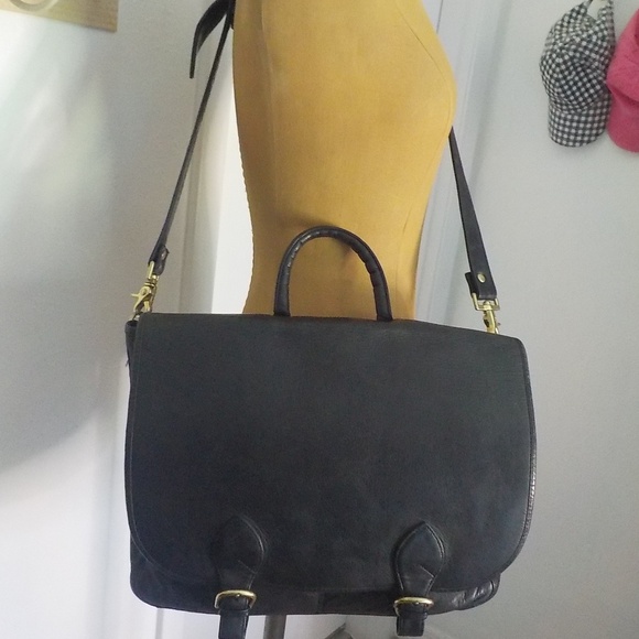 Boulder Ridge Leather Co. Handbags - Black Leather Laptop/Biker/Tablet Tote